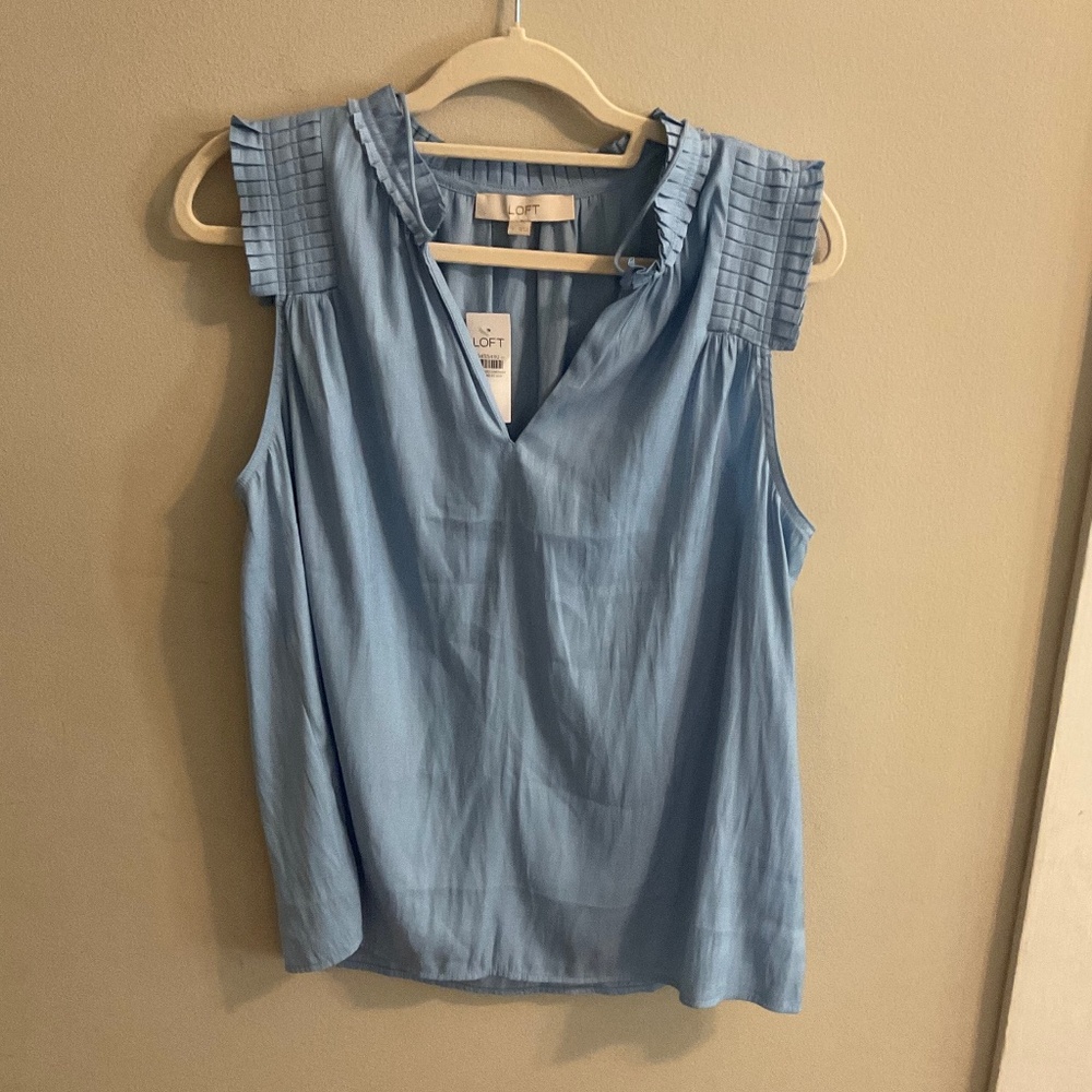 Blue Silk-Style Top from Loft - NWT